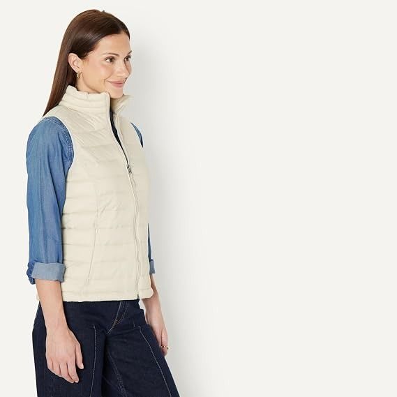 Cream Quilted Sleeveless Vest